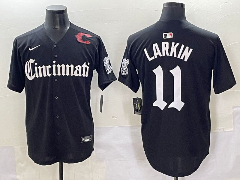 Men 2025 Cincinnati Reds #11 Larkin Black Five generations Joint Name Nike MLB Jersey style 14->cincinnati reds->MLB Jersey